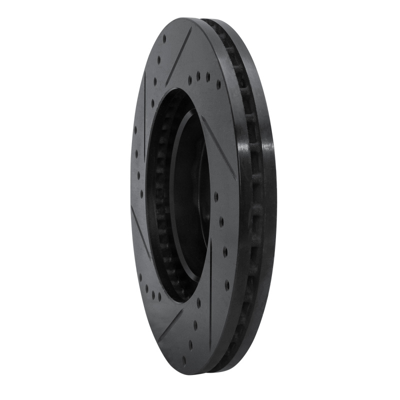 Toyota Corolla Brake Rotor (1) - Front Right - R1 Concepts - Drilled & Slotted - Black - `09-`15